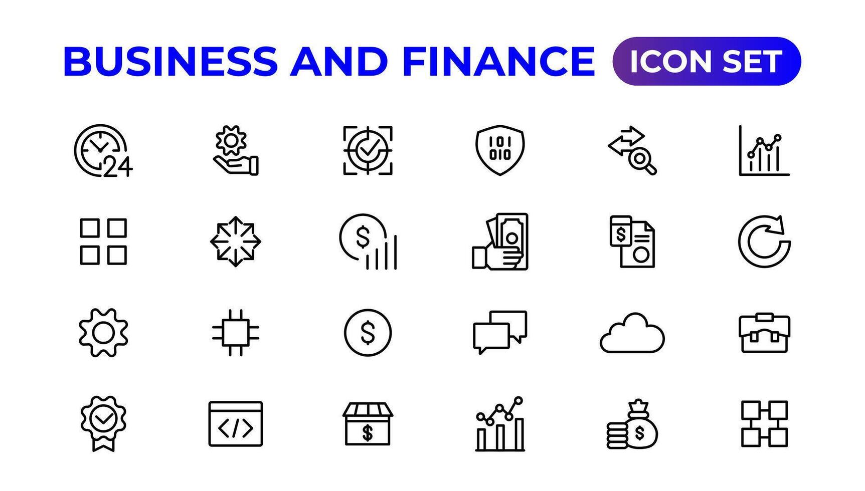 bedrijf en financiën icoon set. bedrijf en corporatie vector icon.geld, investering, teamwerk, ontmoeting, vennootschap, ontmoeting, werk succes.