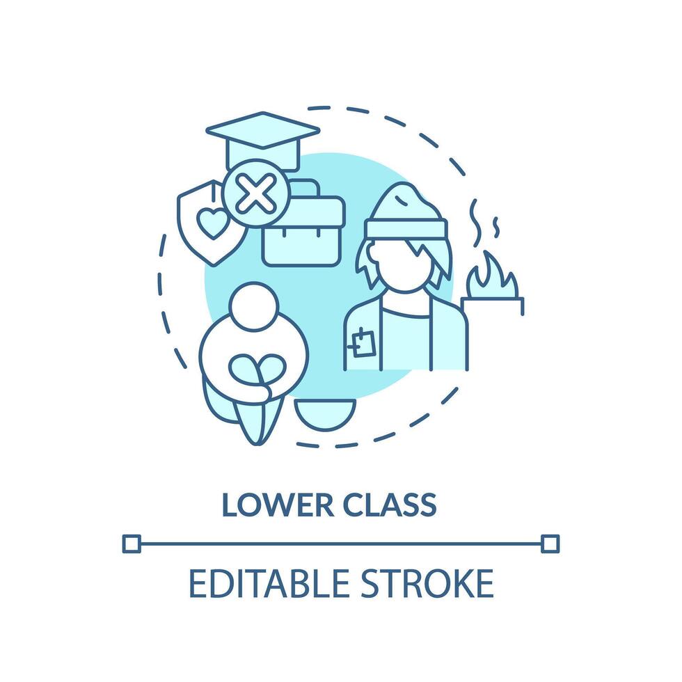 lager klasse zacht blauw concept icoon. sociaal gelaagdheid. werkloosheid. klasse systeem. economisch ongelijkheid. ronde vorm lijn illustratie. abstract idee. grafisch ontwerp. gemakkelijk naar gebruik in artikel vector