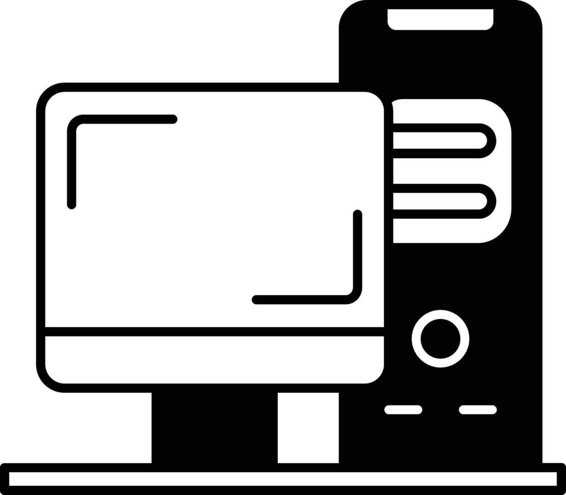 computer glyph en lijn vector illustratie