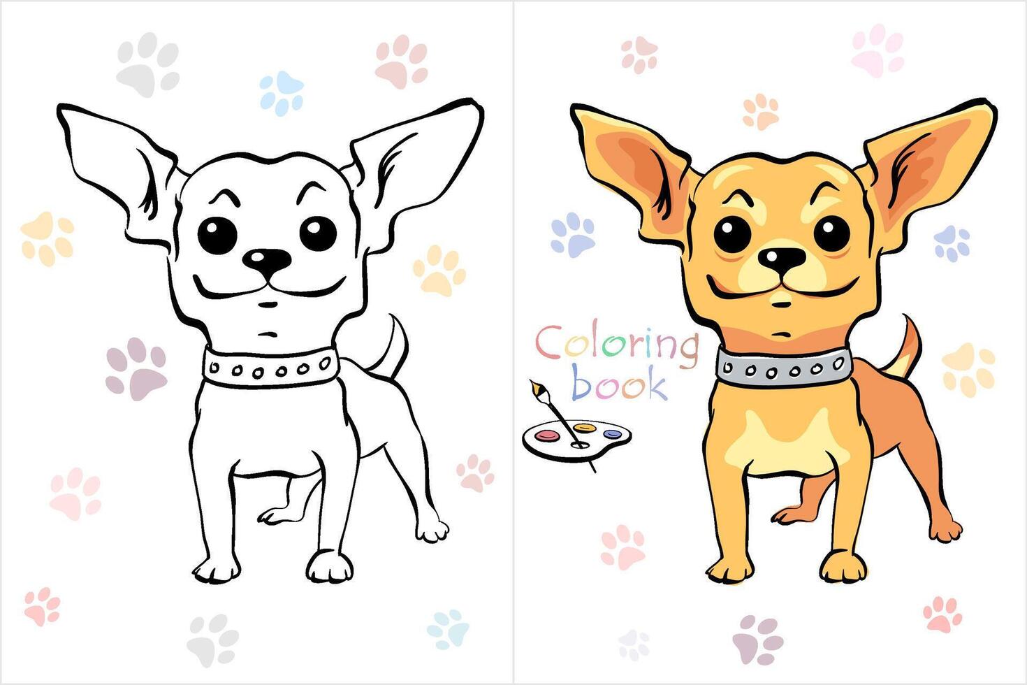 kleur boek bladzijde chihuahua hond zittend vector