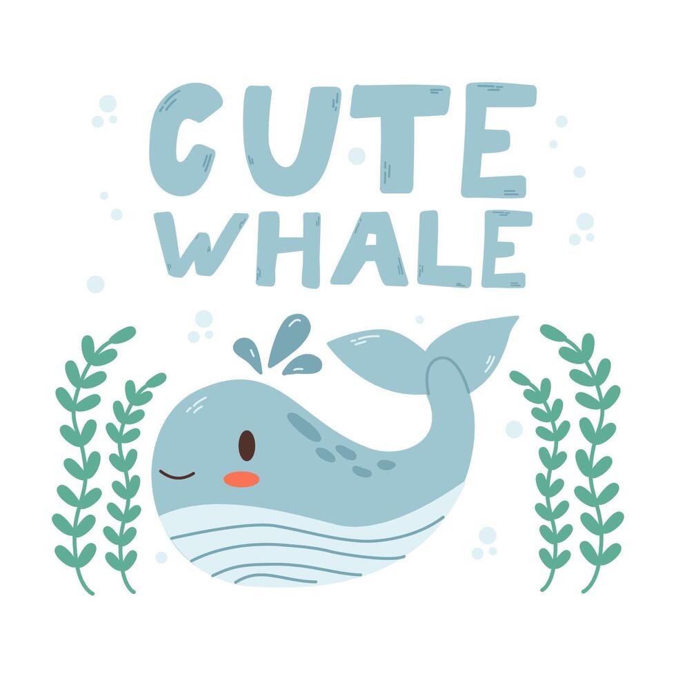 schattig walvis . baby dier concept illustratie voor kinderkamer, karakter voor kinderen.marine dieren, onder zee vector