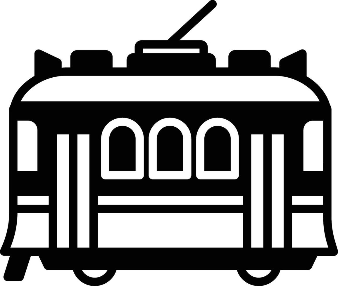 tram glyph en lijn vector illustratie