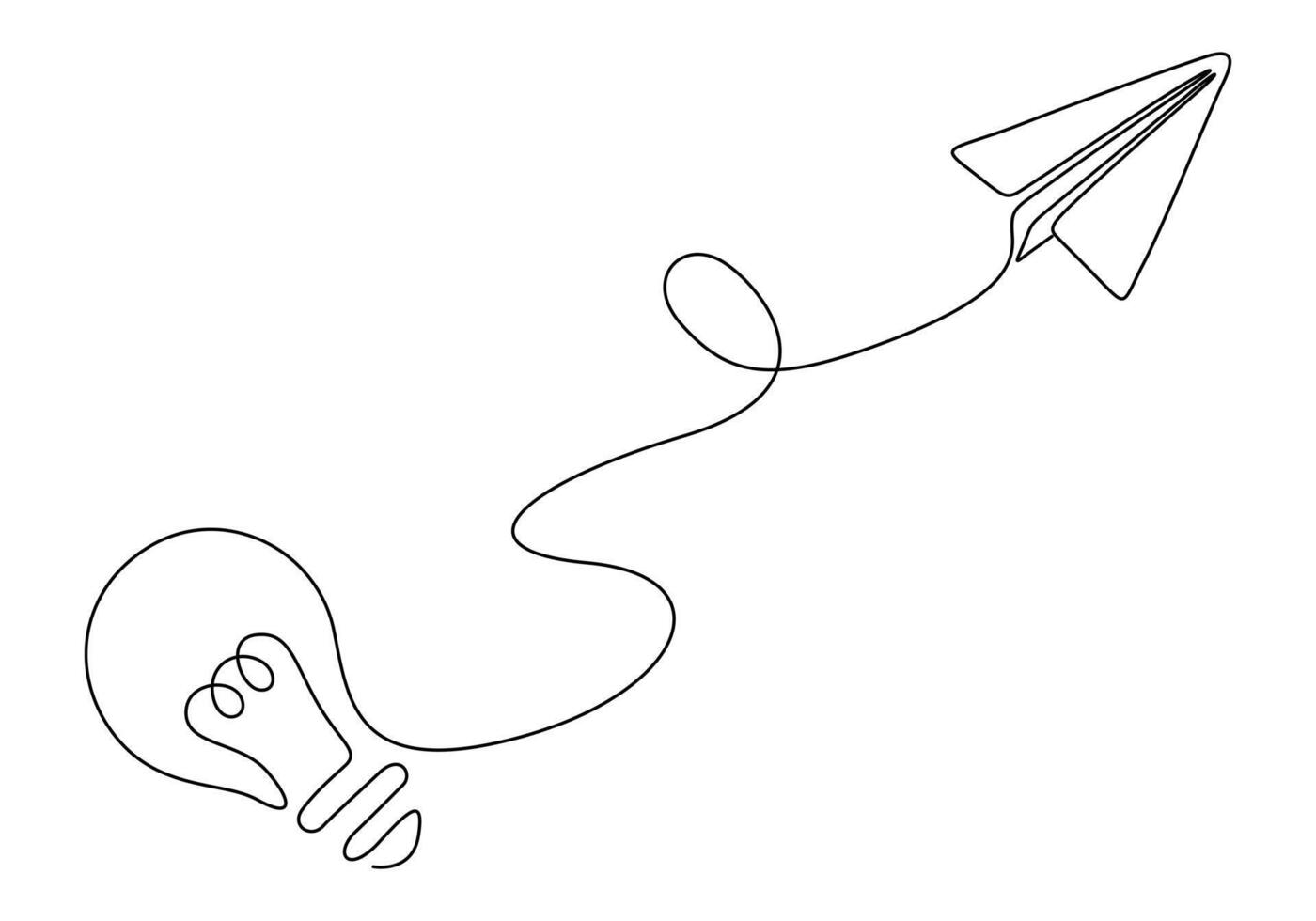 gemakkelijk licht lamp en vliegtuig doorlopend een lijn tekening vector illustratie