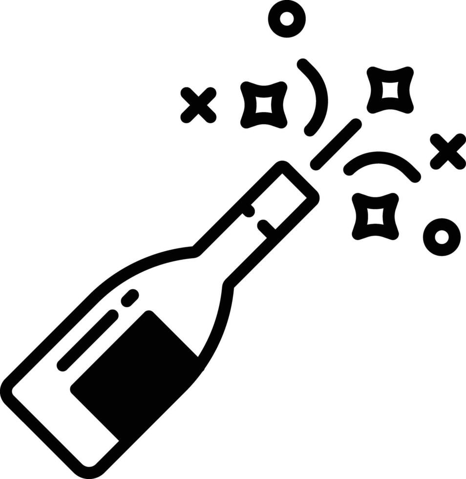 Champagne glyph en lijn vector illustratie