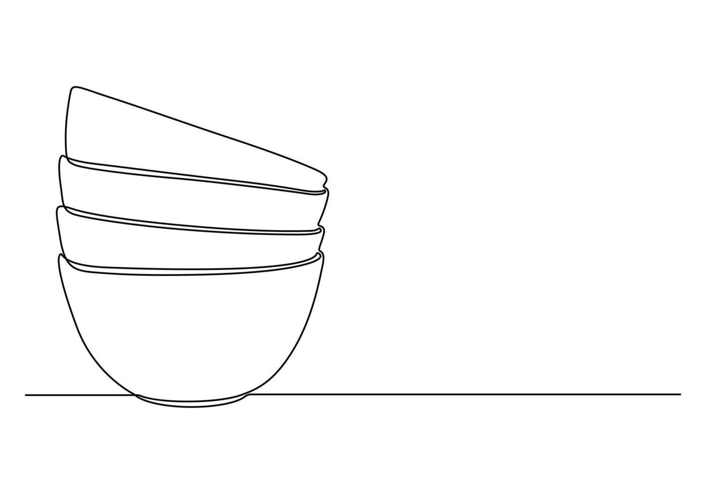 voedsel kom doorlopend een lijn tekening. keuken gereedschap concept vector illustratie