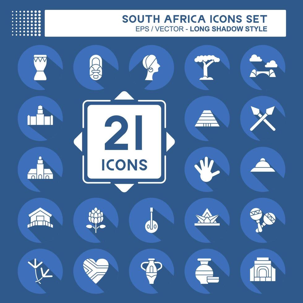icoon reeks zuiden Afrika. verwant naar onderwijs symbool. lang schaduw stijl. gemakkelijk ontwerp illustratie vector