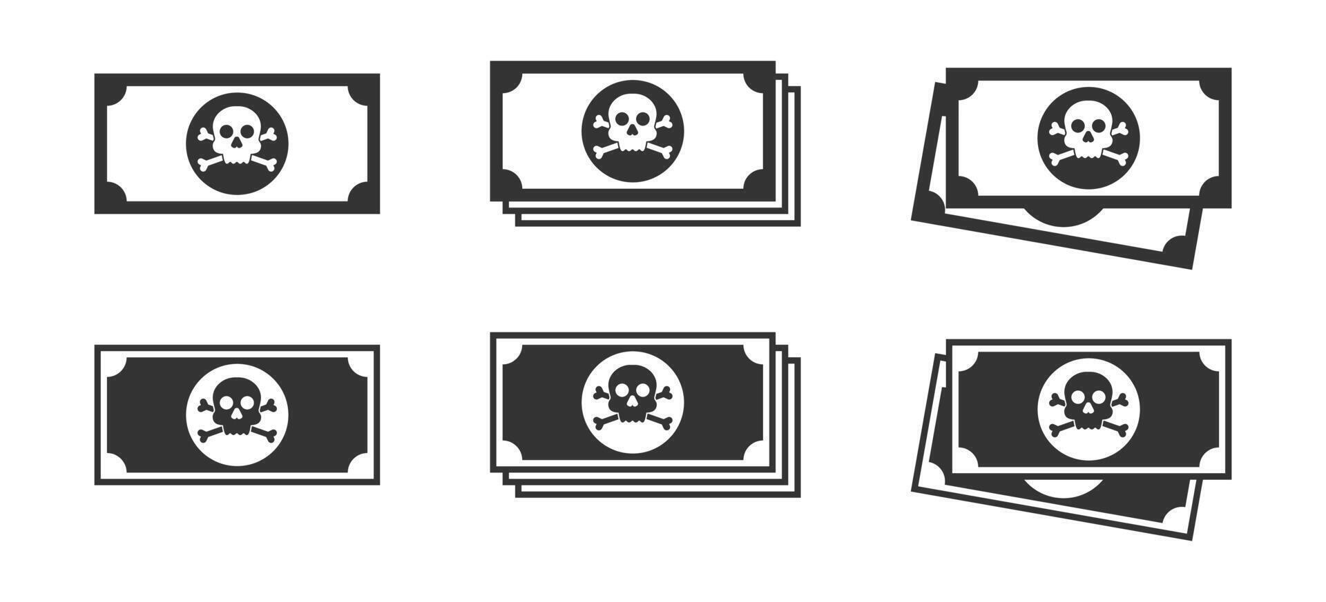 valuta icoon met schedel teken. gekruiste beenderen met geld icoon. vector illustratie.