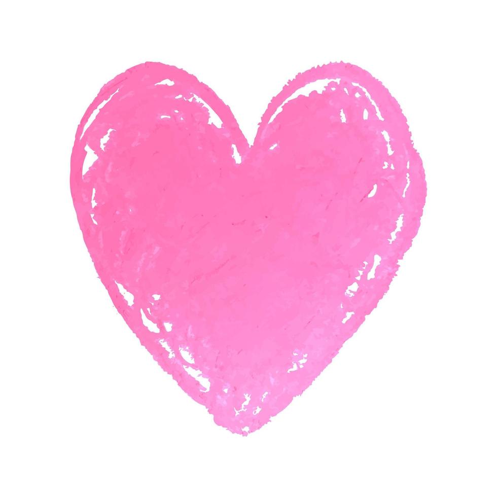 kleurrijke vectorillustratie van hartvorm getekend met roze gekleurd krijt pastels. elementen voor ontwerp wenskaart, poster, banner, social media post, uitnodiging, verkoopbrochure, ander grafisch ontwerp vector