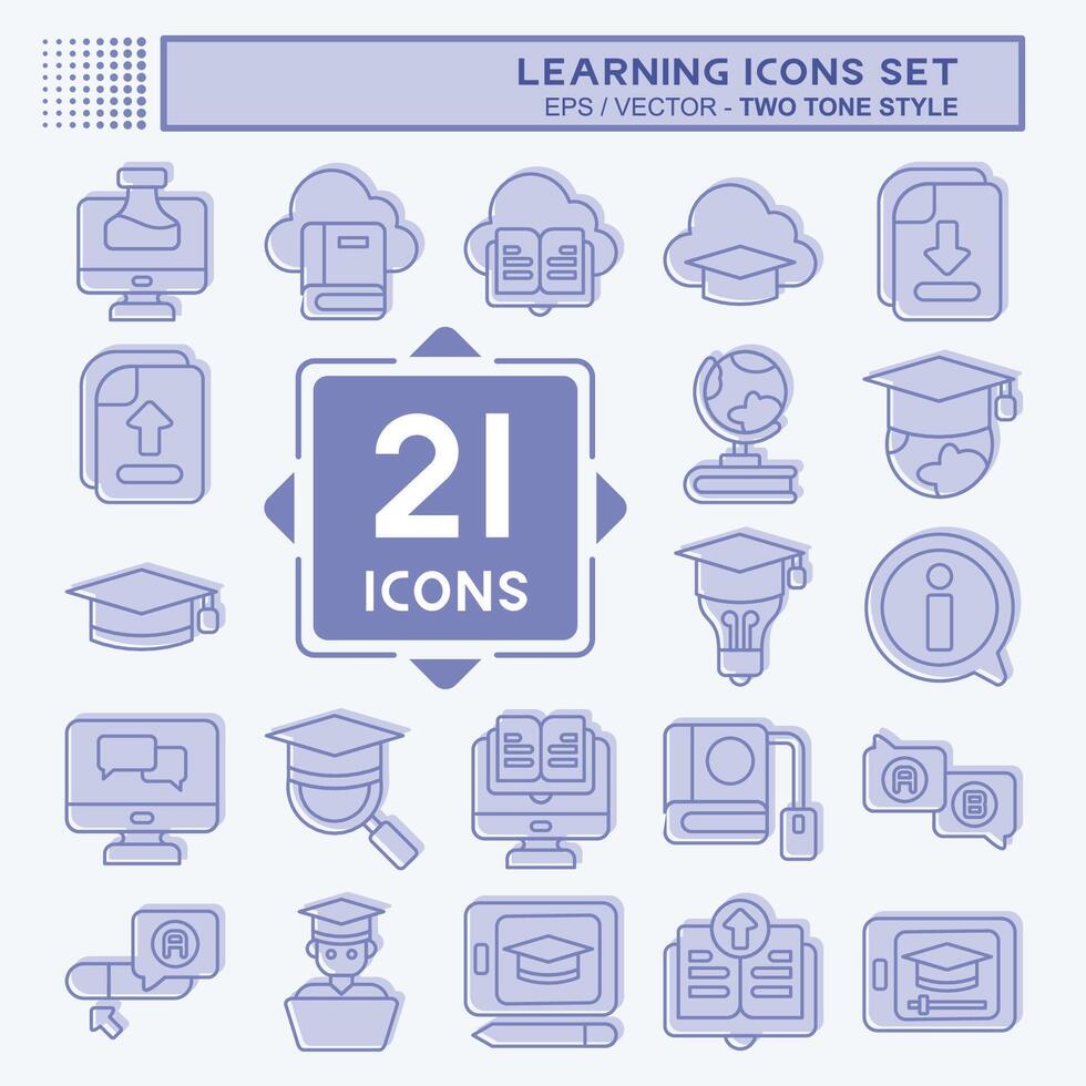 icoon reeks aan het leren. verwant naar onderwijs symbool. twee toon stijl. gemakkelijk ontwerp illustratie vector