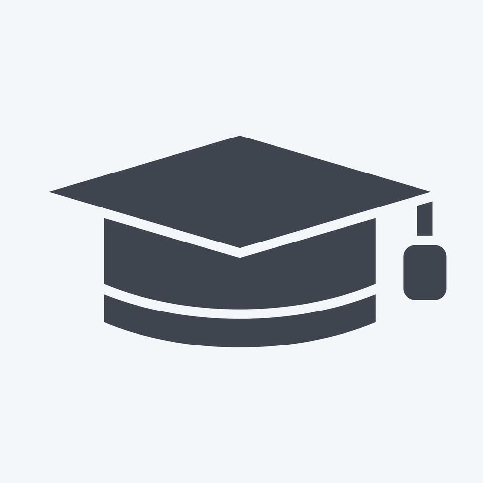 icoon diploma uitreiking hoed. verwant naar aan het leren symbool. glyph stijl. gemakkelijk ontwerp illustratie vector