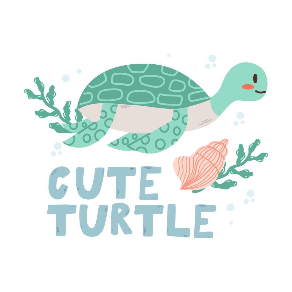 schattig schildpad . baby dier concept illustratie voor kinderkamer, karakter voor kinderen.marine dieren, onder zee vector