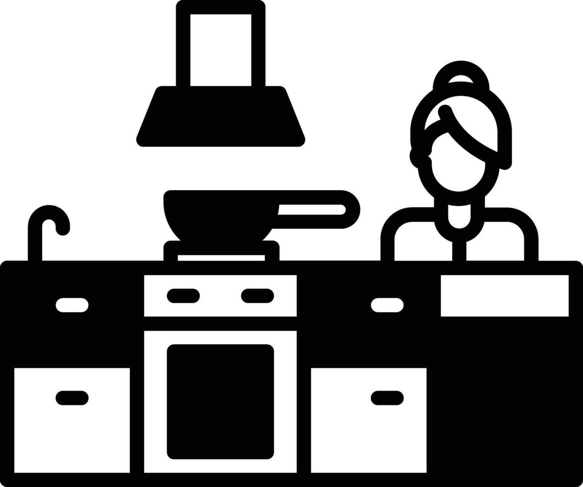 keuken klasse glyph en lijn vector illustratie