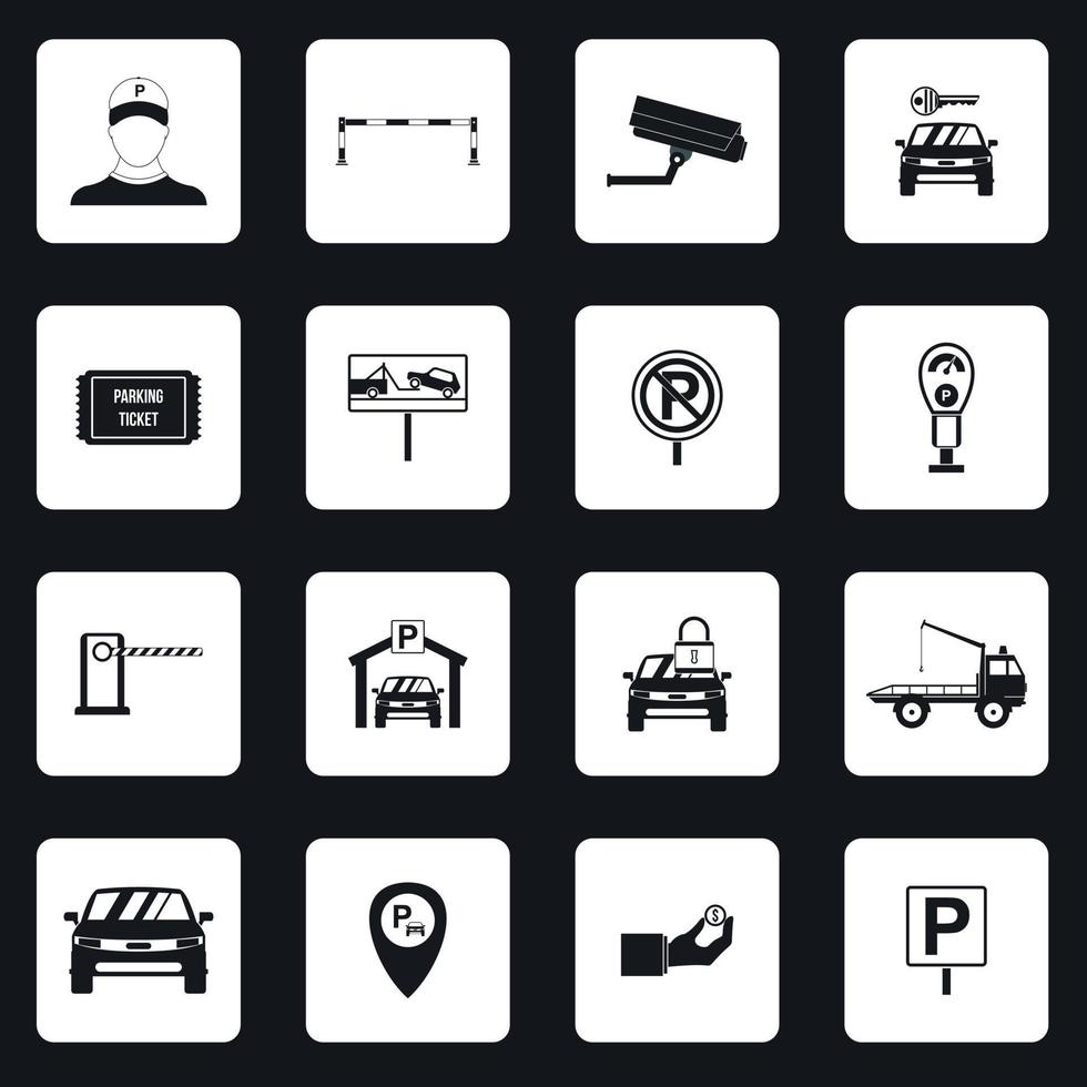 parkeren iconen set, eenvoudige stijl vector