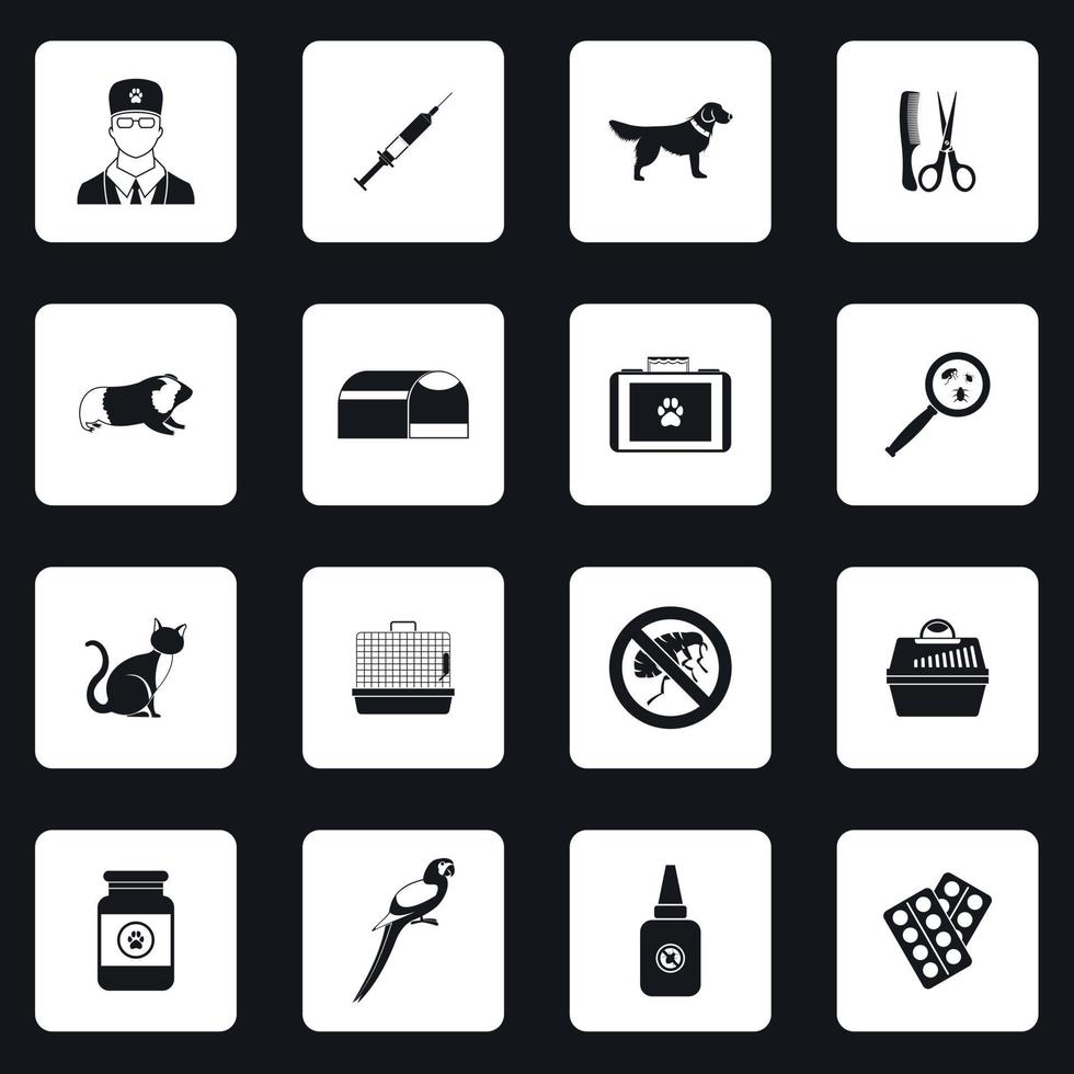 veterinaire iconen set, eenvoudige stijl vector