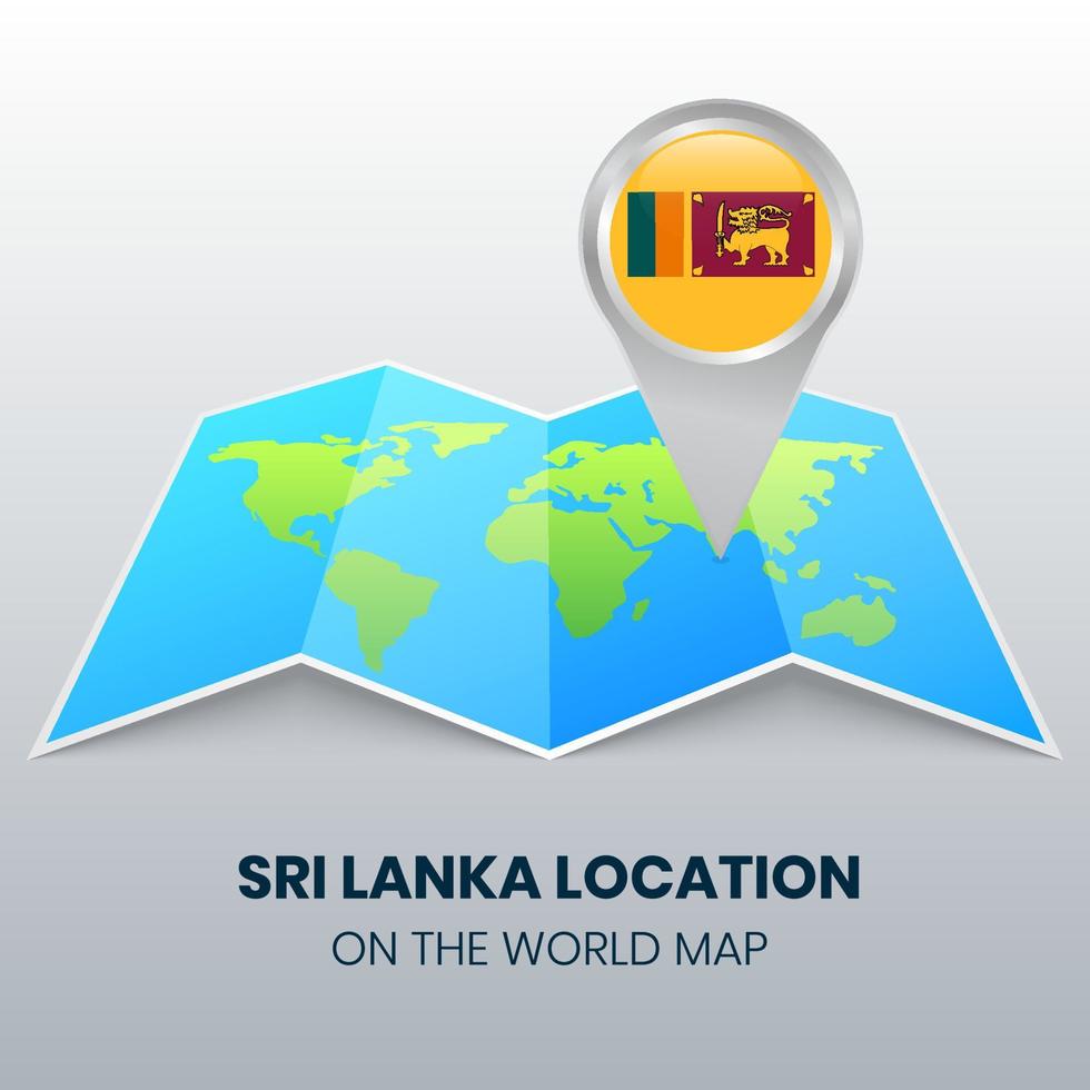 locatie icoon van sri lanka op de wereldkaart, ronde pin icoon van sri lanka vector