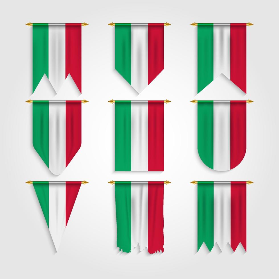 vlag van italië in verschillende vormen, vlag van italië in verschillende vormen vector