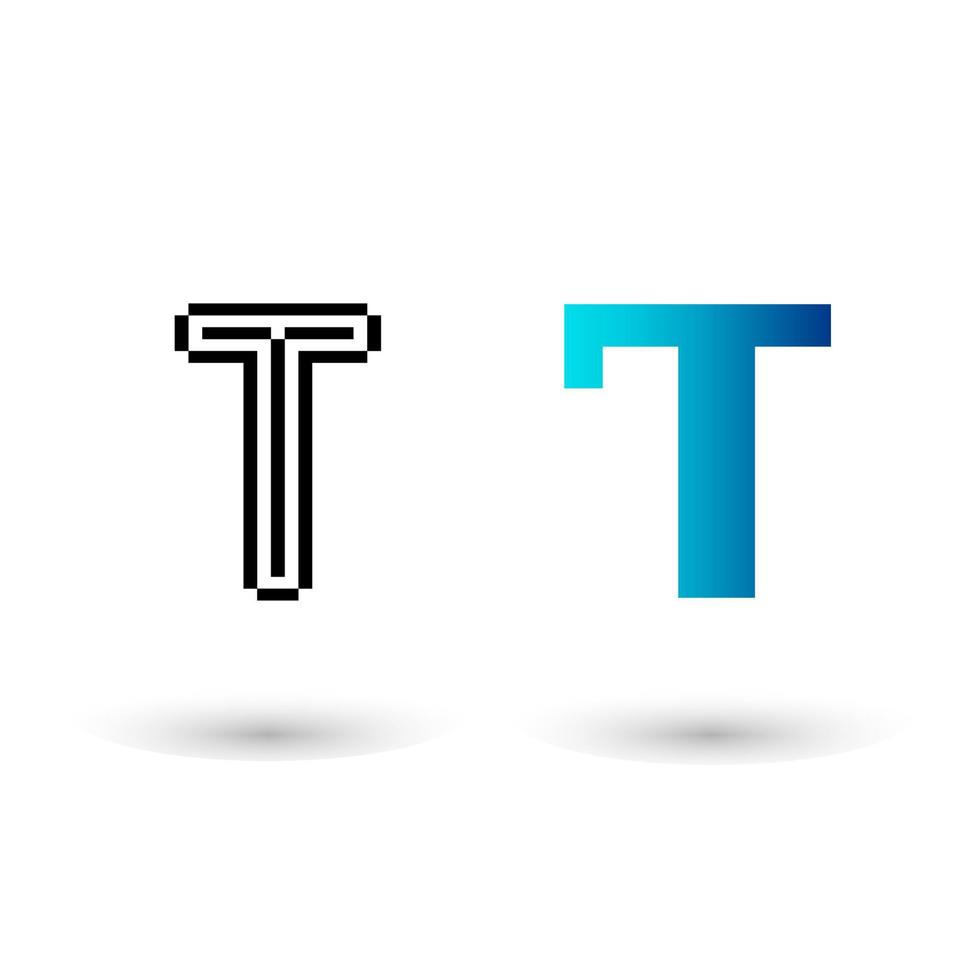 abstract pixel letter t grafisch ontwerp vector