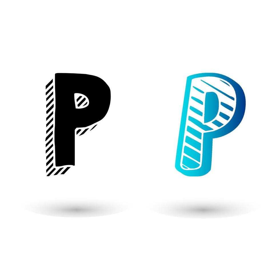 modern komisch letter p-ontwerp vector