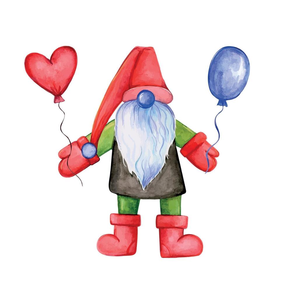 kabouter met een balloon.gnome santa claus. vector