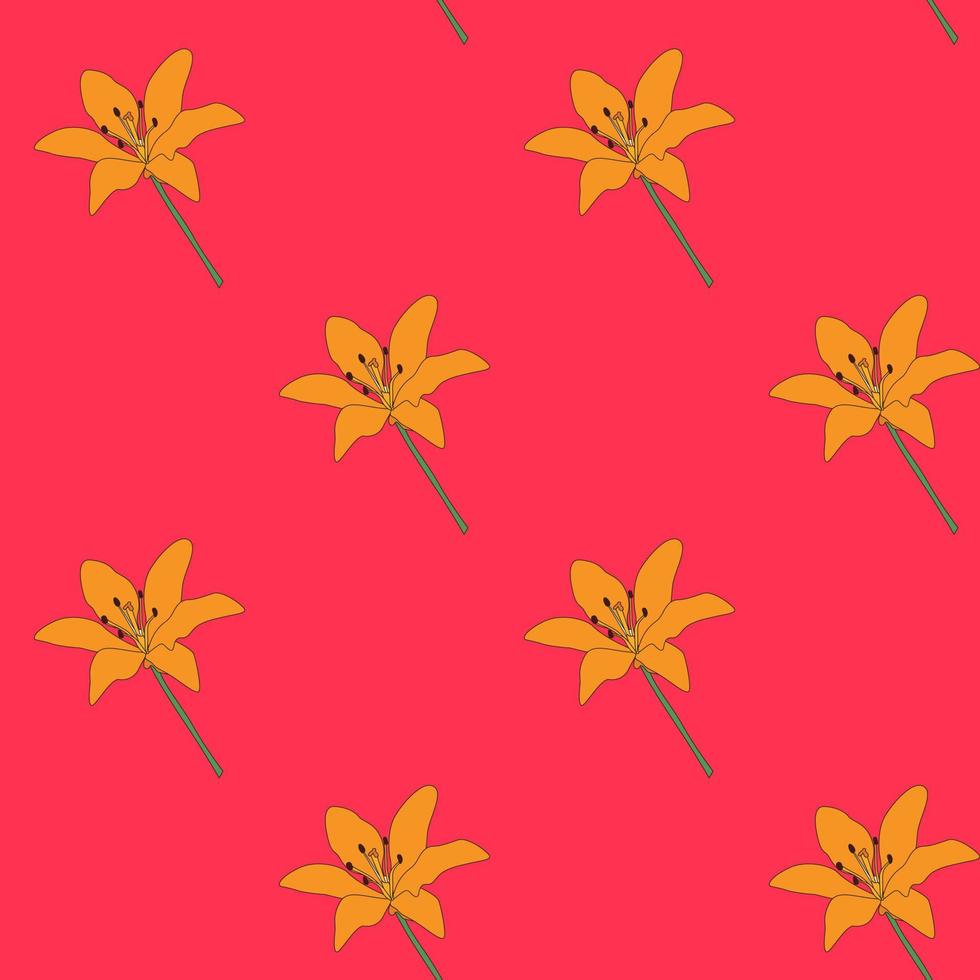 hand getrokken lilly bloem naadloze patroon achtergrond. vector illustratie