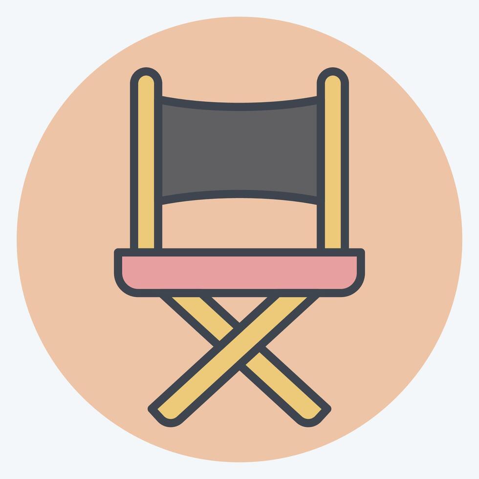 icoon regisseur stoel. verwant naar vermaak symbool. kleur maat stijl. gemakkelijk ontwerp illustratie vector
