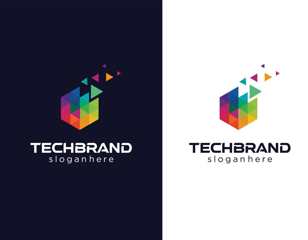 kleurrijke zeshoek tech digitale logo ontwerp vector voorraad. zeshoek lint veelhoek logo concept icoon