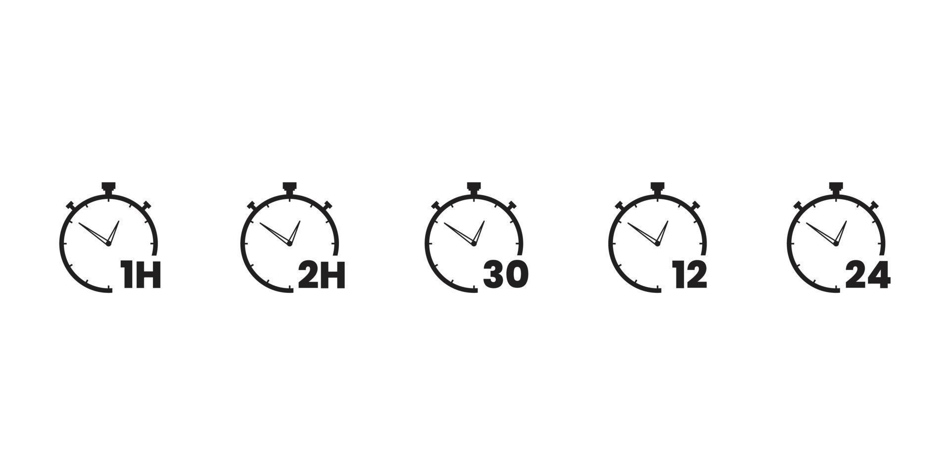 tijd klok stopwatch pictogram vector lijn op witte achtergrondafbeelding voor web, presentatie, logo, pictogram symbool.