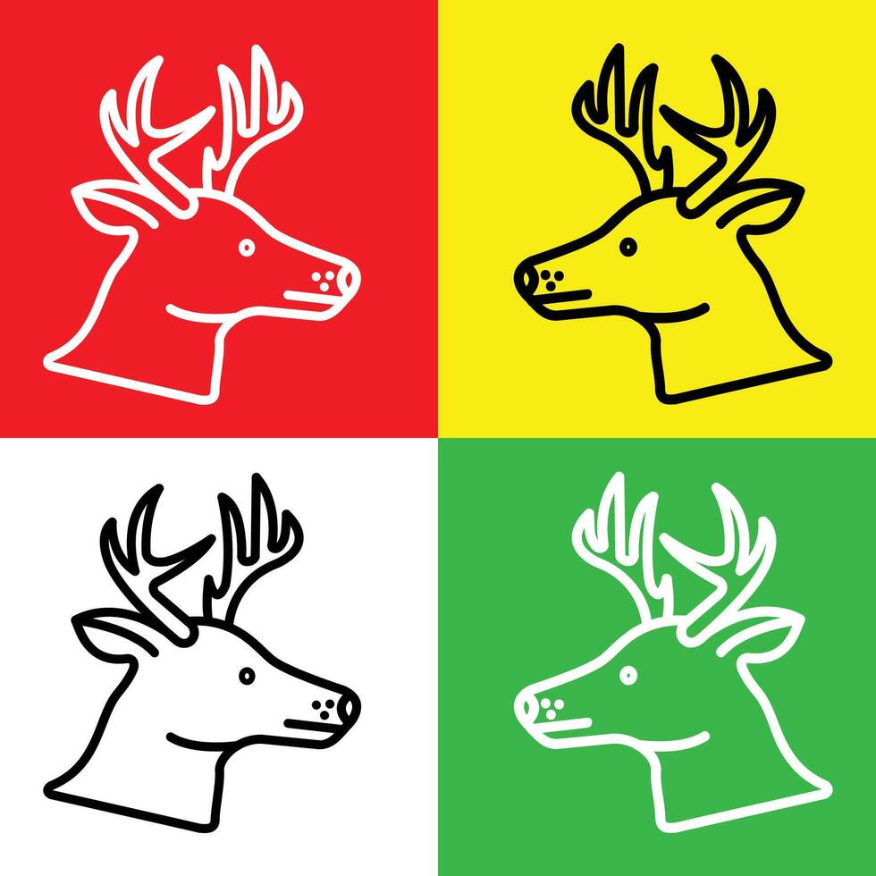 hert vector icoon, lineal stijl icoon, van dier hoofd pictogrammen verzameling, geïsoleerd Aan rood, geel, wit en groen achtergrond.