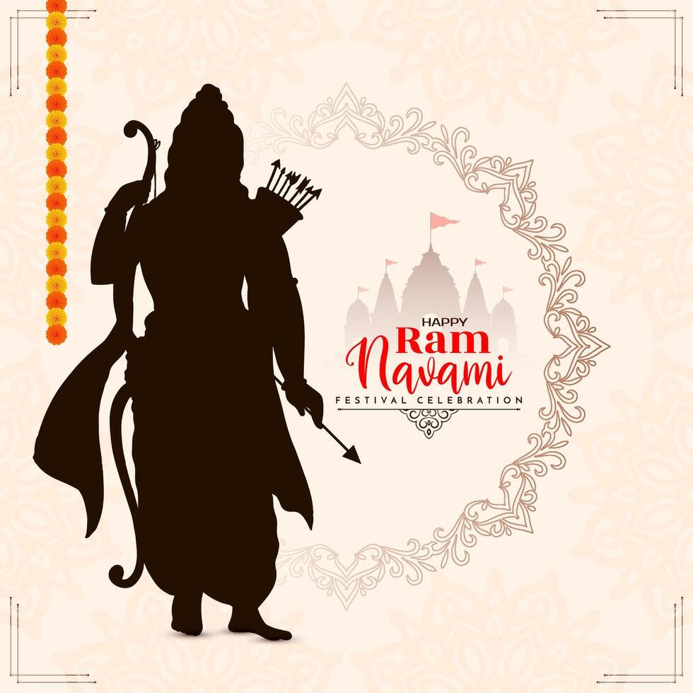 elegant gelukkig shree RAM navami Indisch festival groet kaart vector