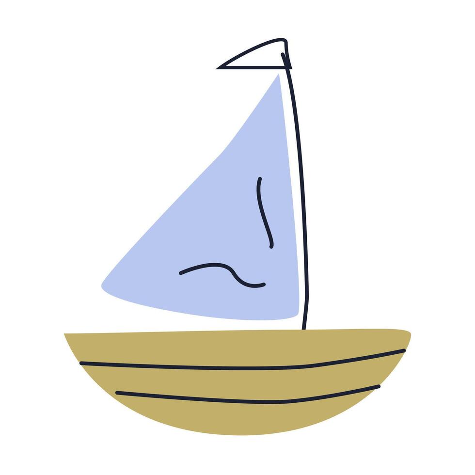 hand- getrokken boot in blauw en goud kleur, tekening vector icoon geïsoleerd