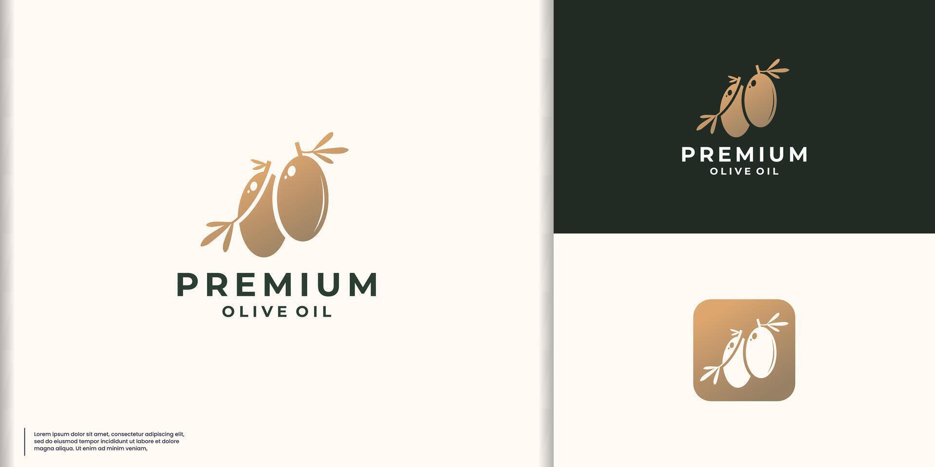 premie olijf- olie logo ontwerp inspiratie. vector