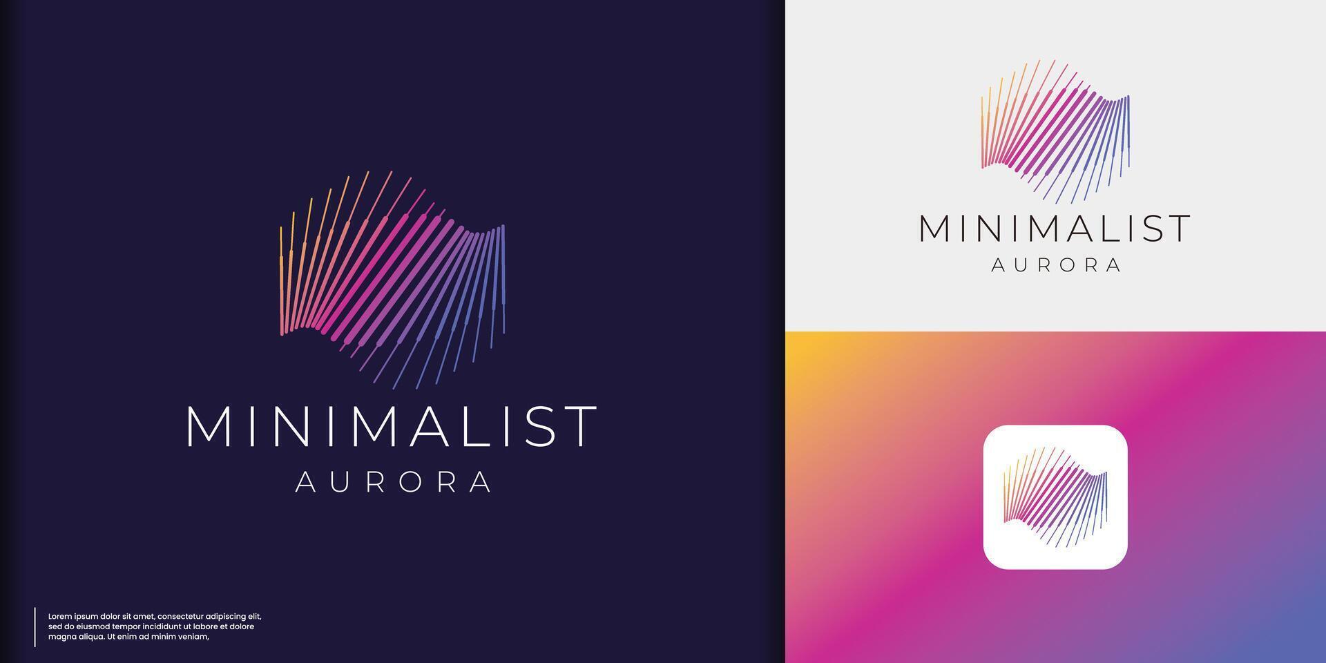 Aurora logo inspiratie. Aurora licht ontwerp. noordelijk licht minimalistische abstract vorm kleurrijk merk vector