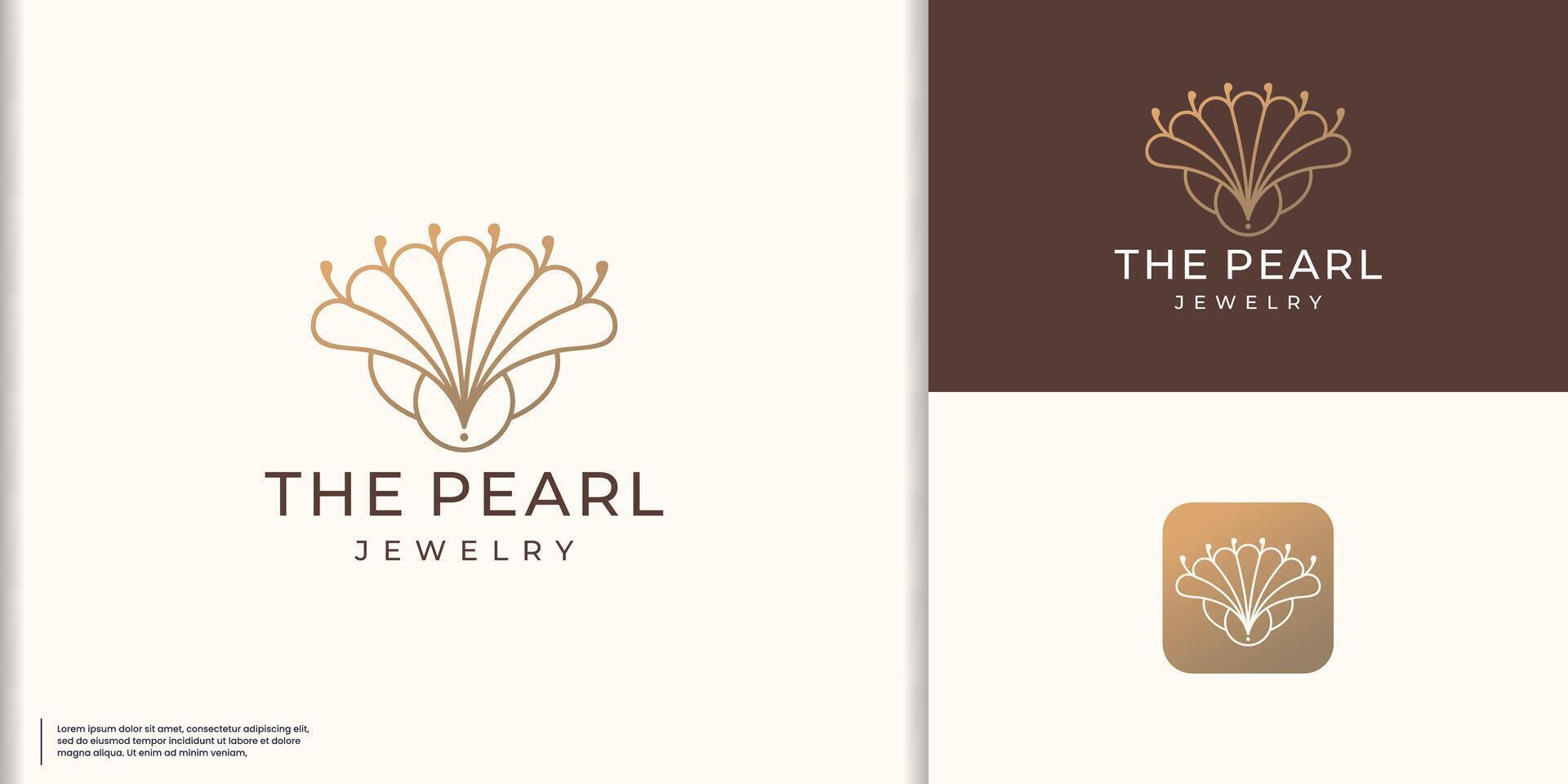 luxe parel schelp logo minimalistische lijn stijl inspiratie. vector