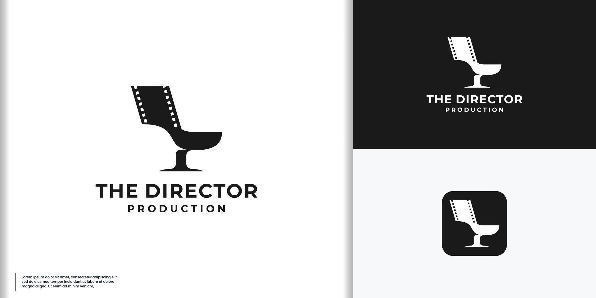 de regisseur stoel logo ontwerp studio film video bioscoop cinematografie film productie vector