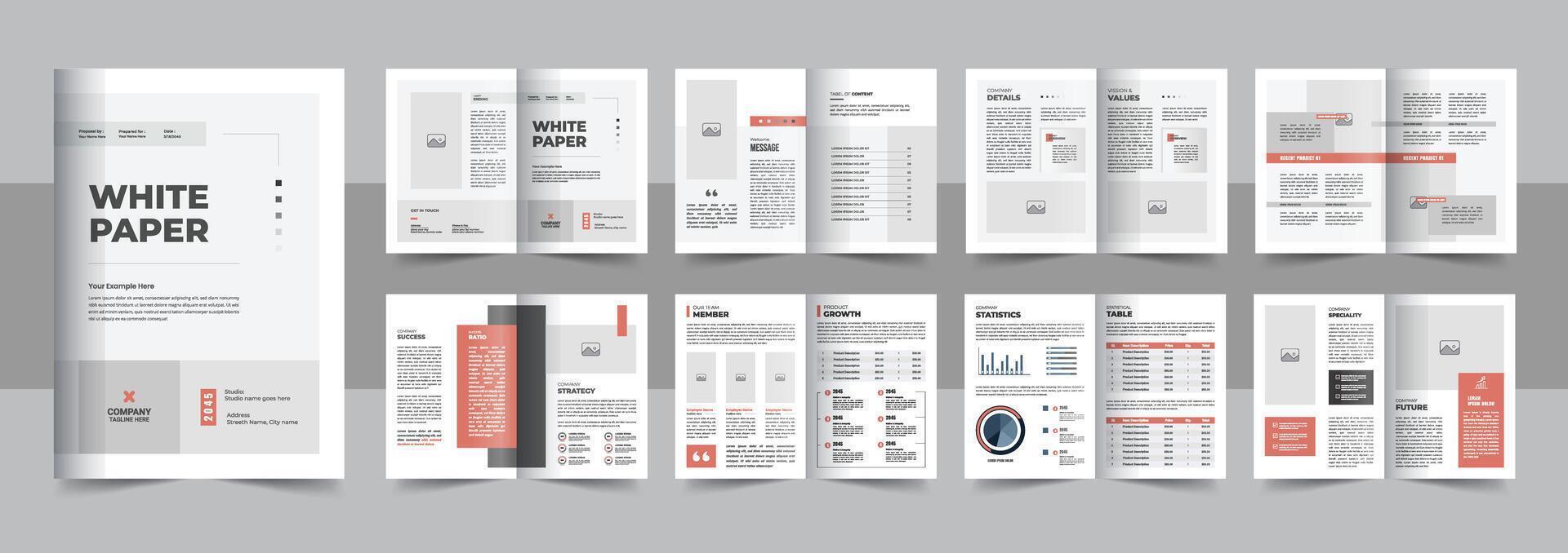 wit papier lay-out of wit papier verslag doen van brochure ontwerp lay-out vector