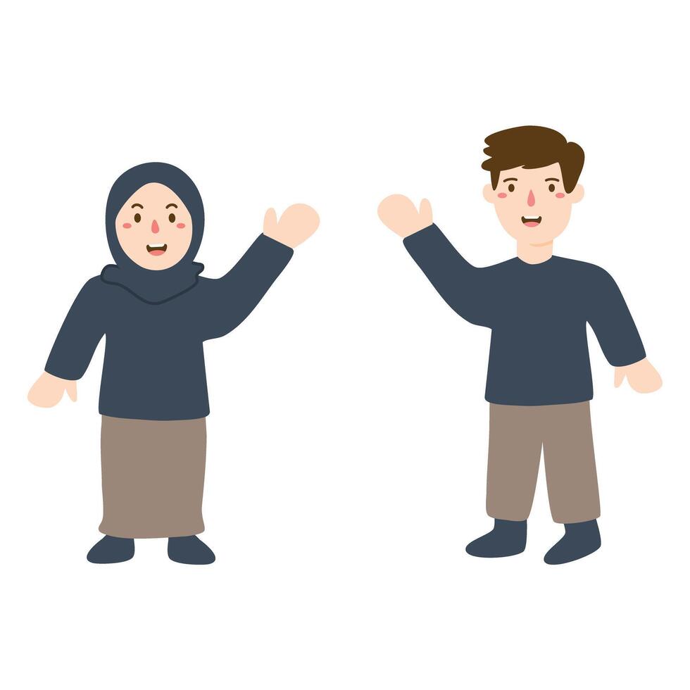 hand- getrokken Ramadan kinderen illustratie vector