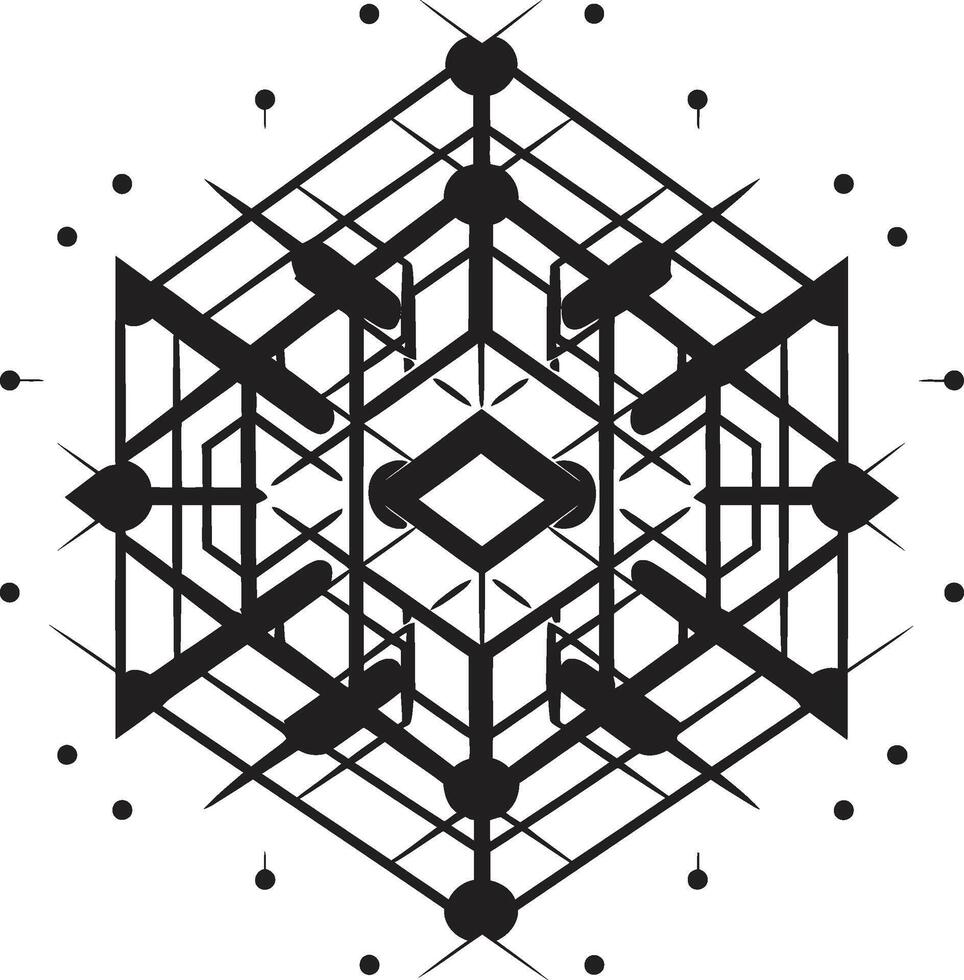 mysticus geometrie monochromatisch embleem met abstract zwart meetkundig ontwerp in vector vluchtig lijnen abstract zwart logo ontwerp met vector meetkundig elementen