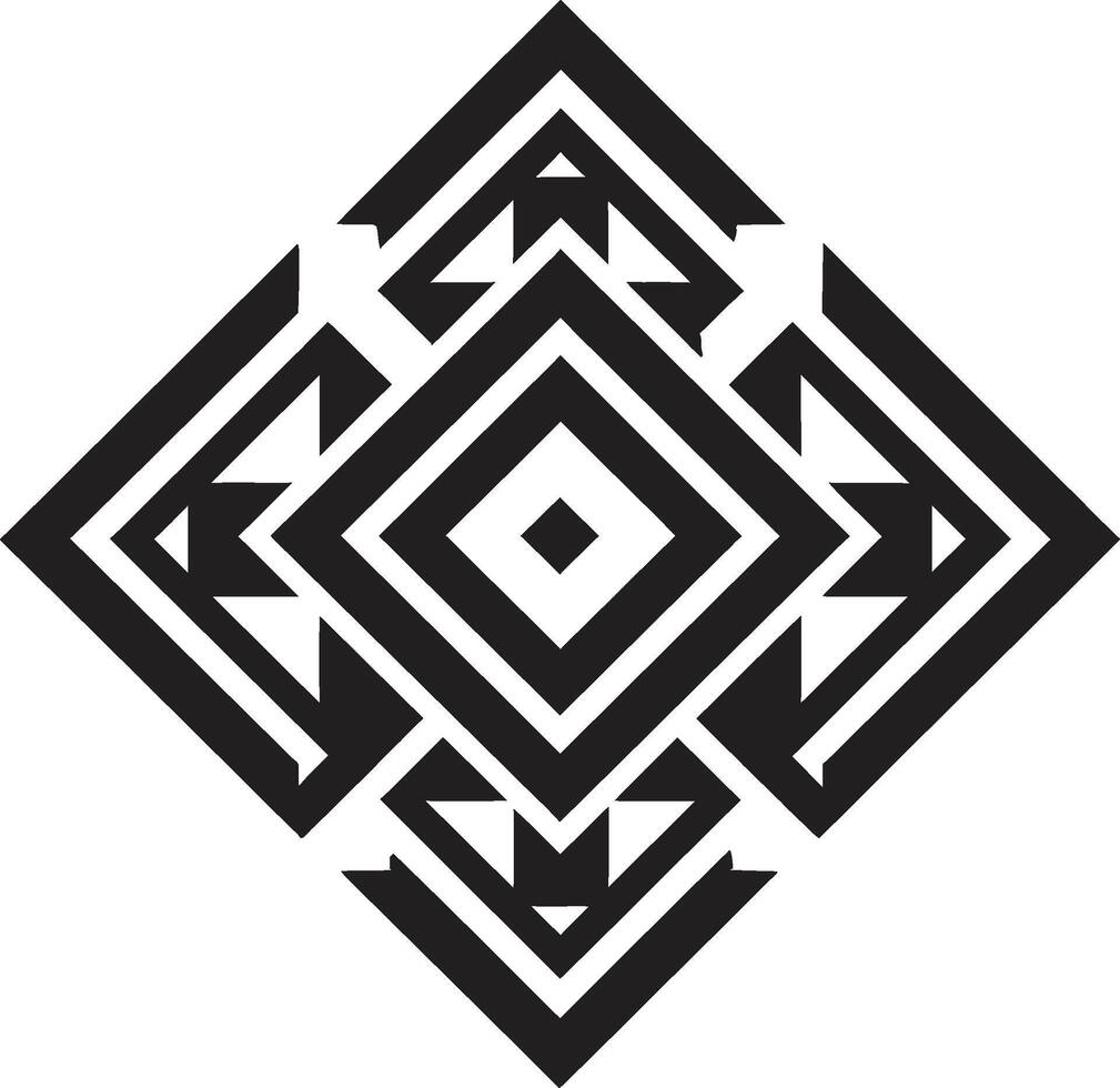 vorm symfonie dynamisch zwart logo met meetkundig fusie in vector quantum Matrix monochroom embleem van abstract meetkundig vormen in vector