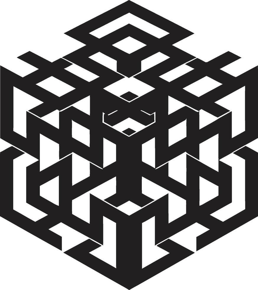 astraal fusie mysticus zwart embleem met vector meetkundig elementen etherisch harmonie monochromatisch vector logo met abstract zwart meetkundig patronen