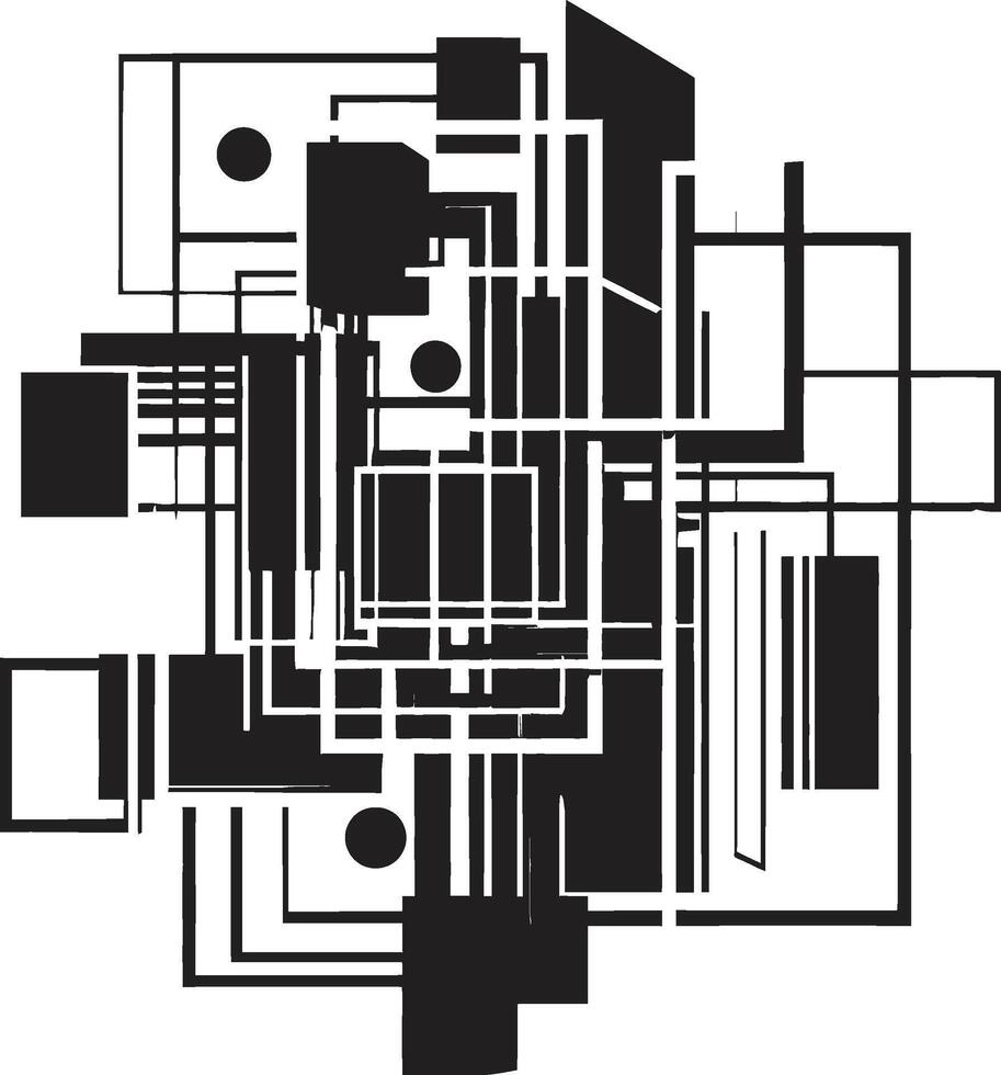 mysticus geometrie abstract zwart logo met vector meetkundig elementen vluchtig lijnen monochromatisch embleem presentatie van abstract meetkundig ontwerp in vector