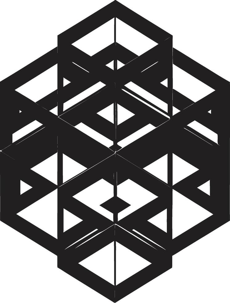 eindeloos hoeken strak vector logo ontwerp met zwart abstract meetkundig vormen mysticus geometrie abstract zwart logo met vector meetkundig elementen
