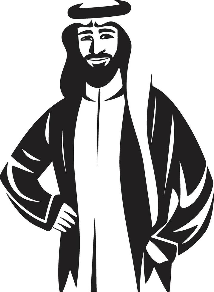 kleermakers- adel vector zwart logo ontwerp van een Arabisch Mens silhouet Arabisch erfenis strak icoon presentatie van Arabisch Mens logo ontwerp in zwart vector