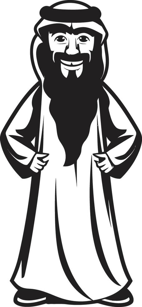 cultureel soevereiniteit strak zwart icoon presentatie van Arabisch Mens logo ontwerp kleermakers- adel monochroom vector logo ontwerp van een Arabisch Mens silhouet