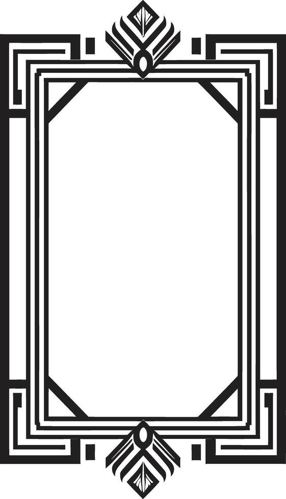 deco elegantie zwart embleem met kunst deco kader in vector glamoureus lijnen monochromatisch vector logo met kunst deco kader