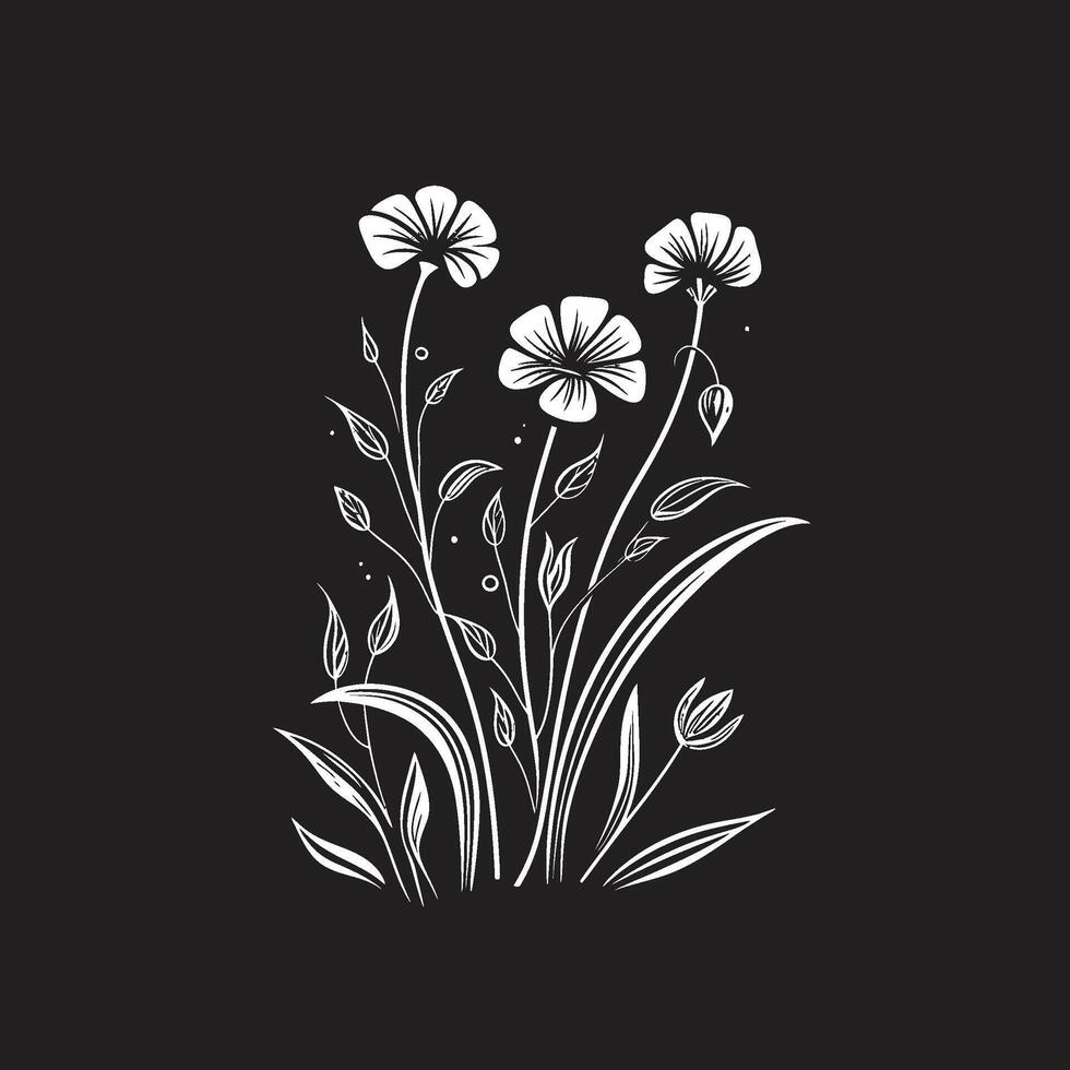 bloemen elegantie zwart vector logo ontwerp met botanisch bloei strak bloemblaadjes monochromatisch icoon presentatie van botanisch bloemen ontwerp