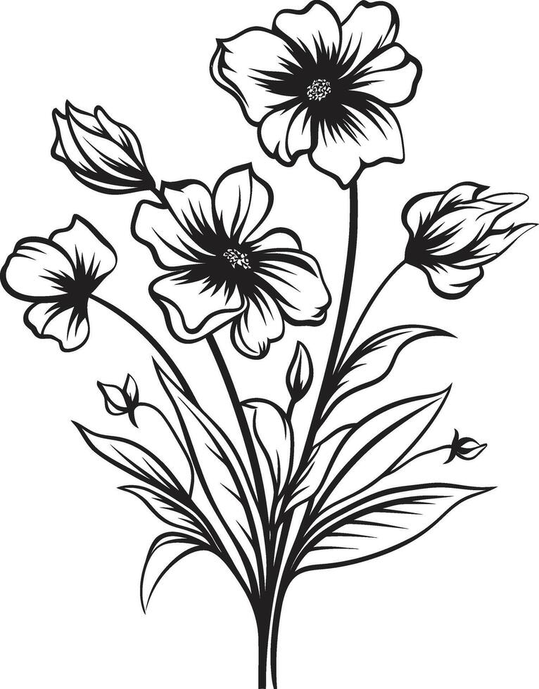 botanisch schoonheid monochroom embleem met elegant bloemen ontwerp fluistert van natuur zwart icoon met vector logo van botanisch bloei