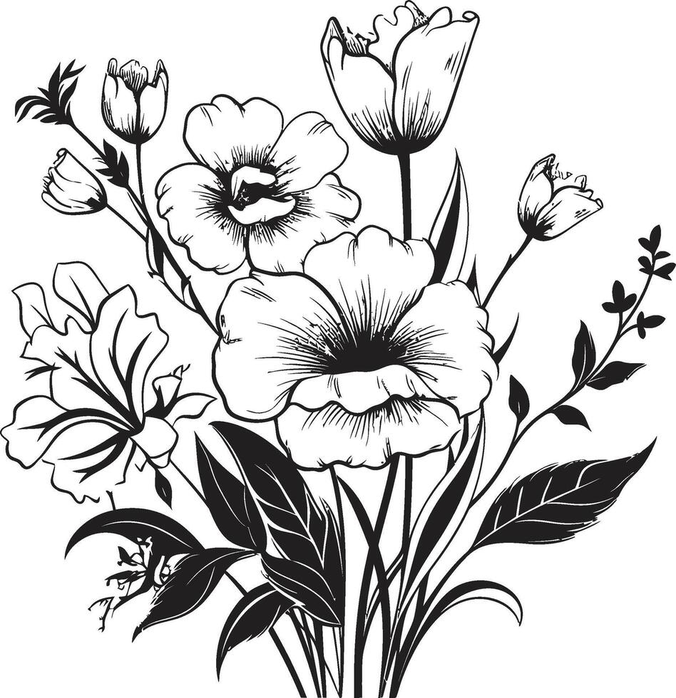 eindeloos bloesems elegant embleem met vector logo in zwart tijdloos tuin chique zwart icoon illustreren botanisch bloemen