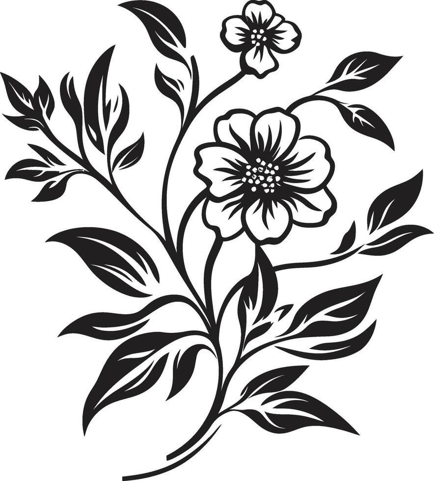 betoverd bloei elegant zwart vector logo ontwerp met bloemen bloemen tapijtwerk monochromatisch embleem illustreren botanisch elementen