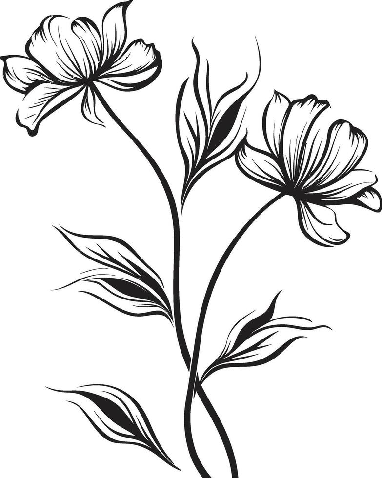botanisch schoonheid monochroom embleem met elegant bloemen ontwerp fluistert van natuur zwart icoon met vector logo van botanisch bloei