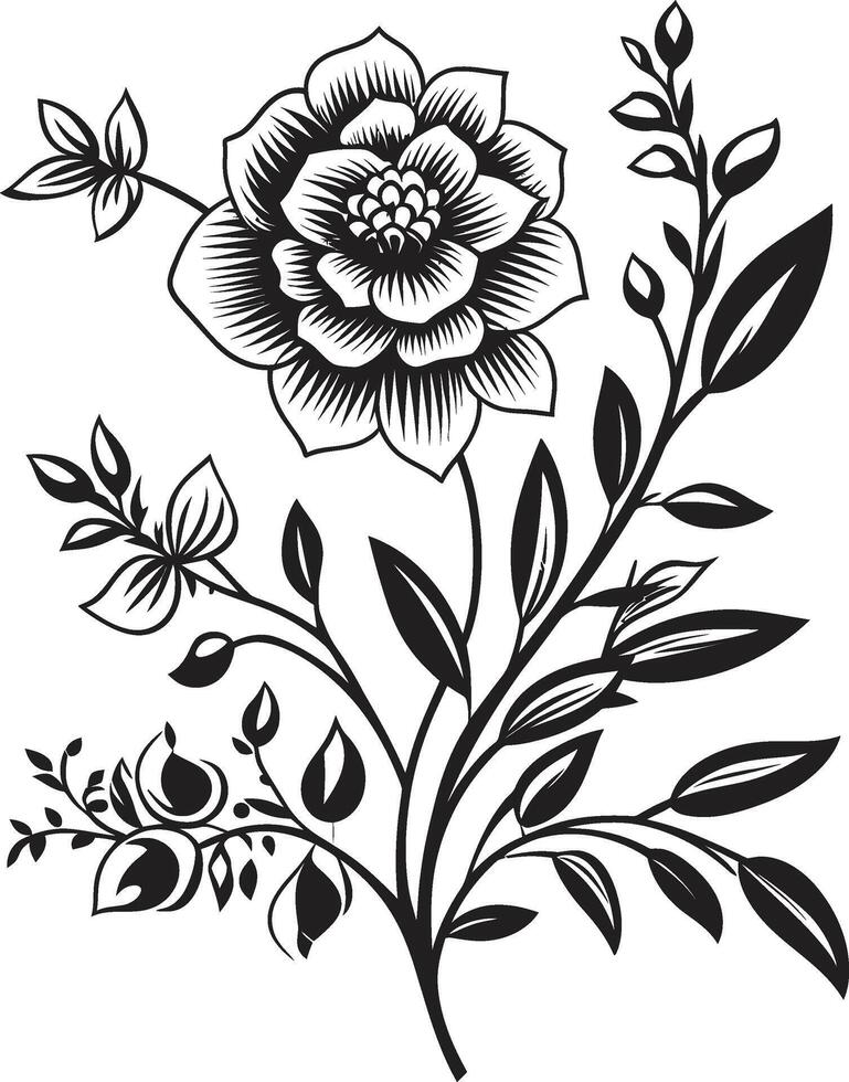 aard symfonie strak vector logo, zwart bloemen botanisch schoonheid monochroom embleem, elegant bloemen ontwerp